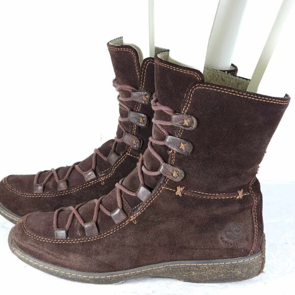 Timberland Women's Reykir Ghillie US 8M Brown Suede Sherpa Lined Winter Boots - Picture 2 of 16